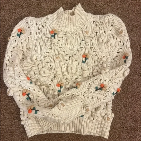 Zara Crochet Knit with Floral Appliqués Sweater - Picture 4 of 8